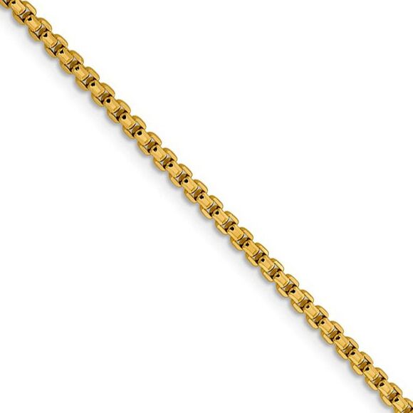 2.4mm 14k Yellow Gold Diamond Cut Round Box Chain Necklace, 24 Inch - Picture 1 of 9